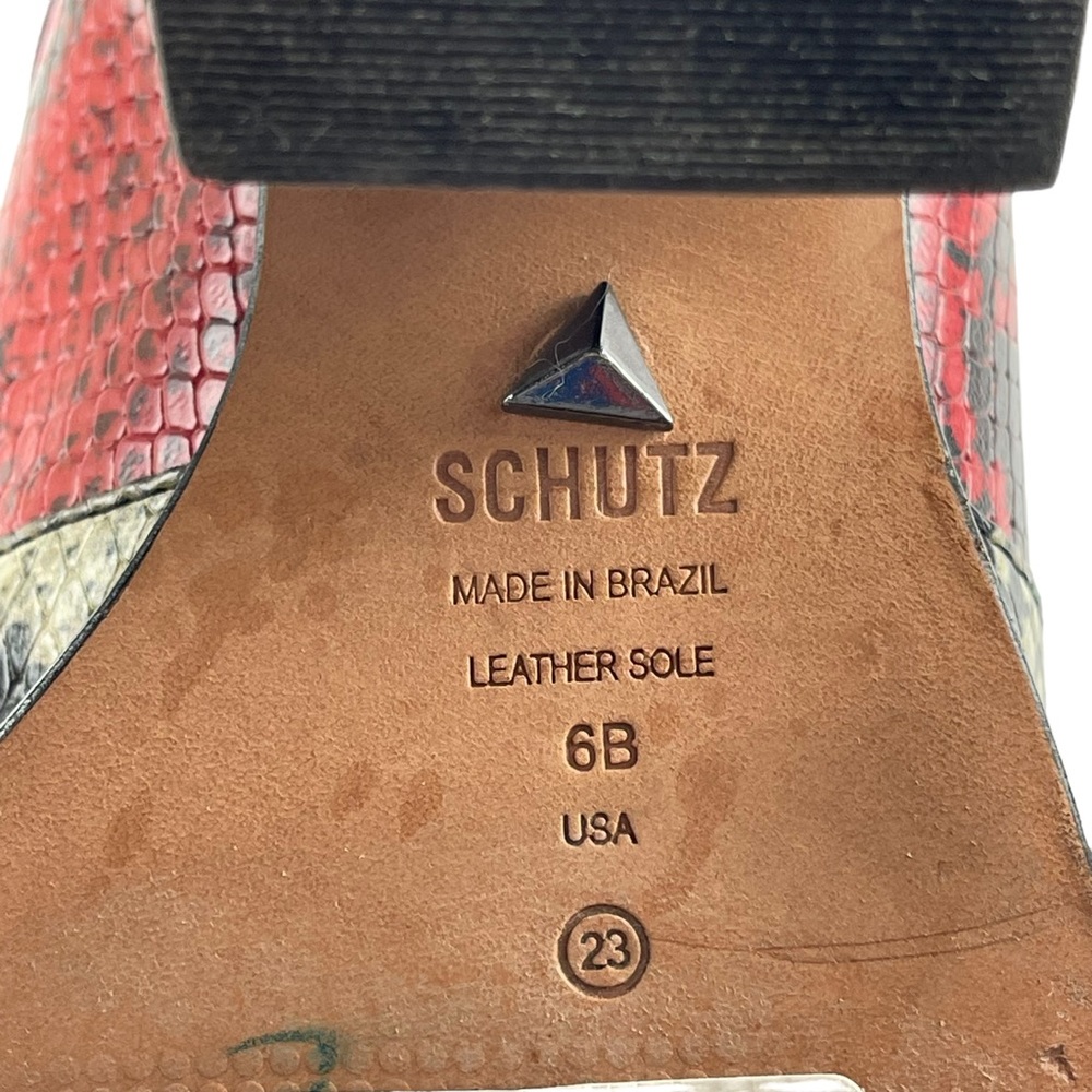 Schutz Destiny Snakeskin Print Leather Heeled Mule Size 6 - Picture 8 of 8